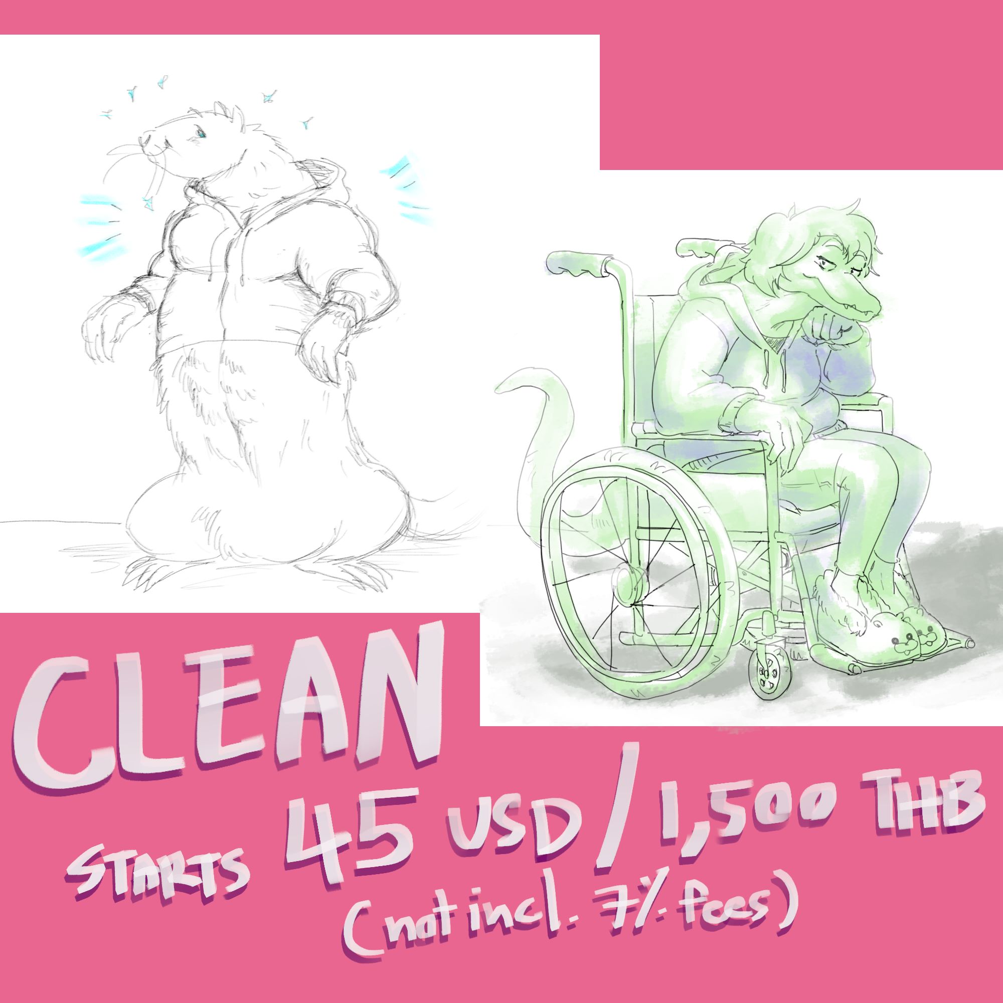 Clean Starts 45 USD/1500 THB (not incl. 7% fees)